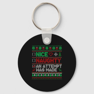 Nice Naughty An Attempt Was Made Christmas List Sa Keychain