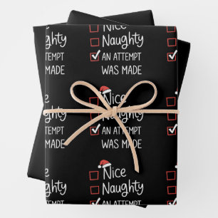 Nice Naughty an Attempt was Made Christmas List Wrapping Paper Sheets