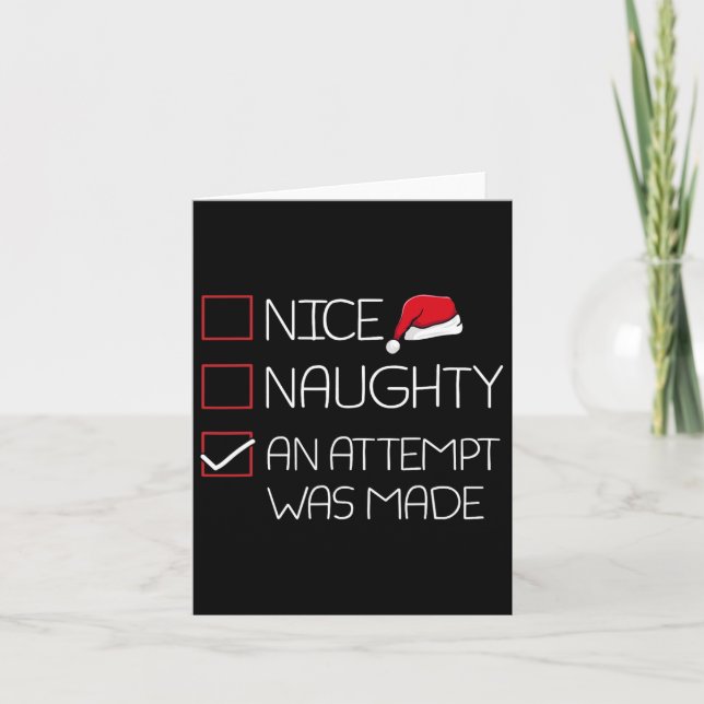 Nice Naughty An Attempt Was Made Christmas Pajama  Card (Front)
