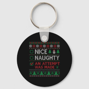 Nice Naughty An Attempt Was Made Santa Claus Funny Keychain