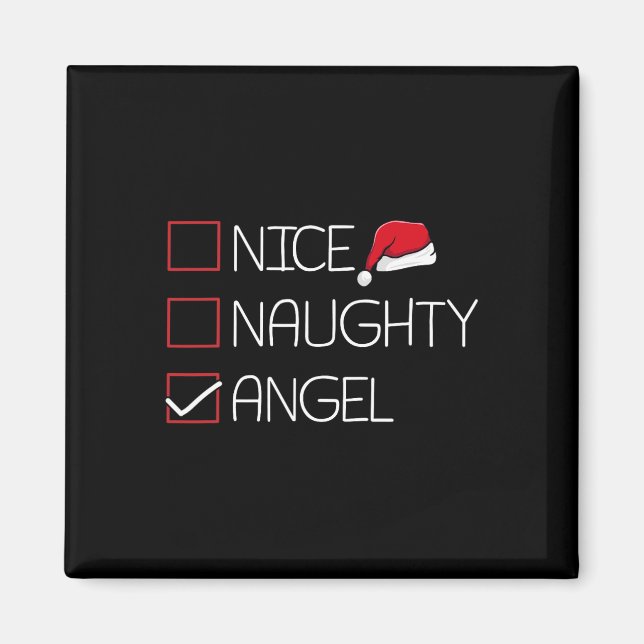 Nice Naughty Angel Christmas Pajama Funny Humor X- Magnet (Front)
