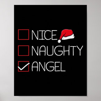 Nice Naughty Angel Christmas Pajama Funny Humor X- Poster