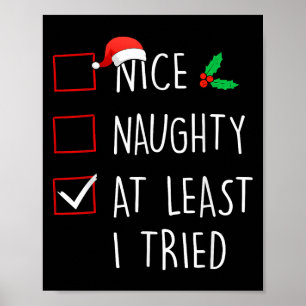 Nice Naughty At Least I Tried Christmas Family Mat Poster