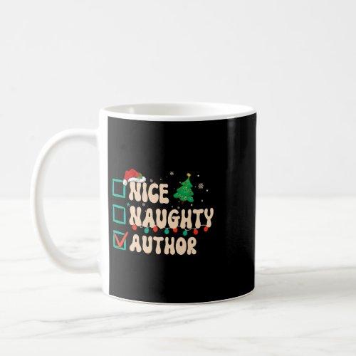 Nice Naughty Author Christmas Santa Hat Retro Groo Coffee Mug