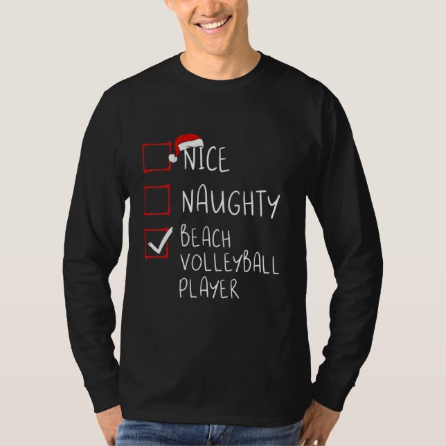 Nice Naughty Beach Volleyball Player Christmas T-Shirt (Front)