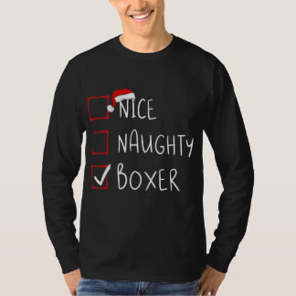 Nice Naughty Boxer List Christmas Santa Claus T-Shirt