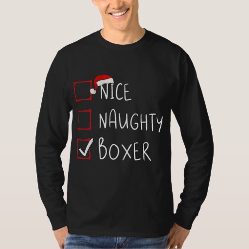 Nice Naughty Boxer List Christmas Santa Claus  T_Shirt