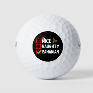 Nice Naughty Canadian Christmas List Holiday Golf Balls