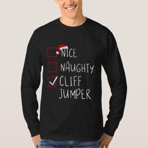 Nice Naughty Cliff Jumper List Christmas Santa T_Shirt