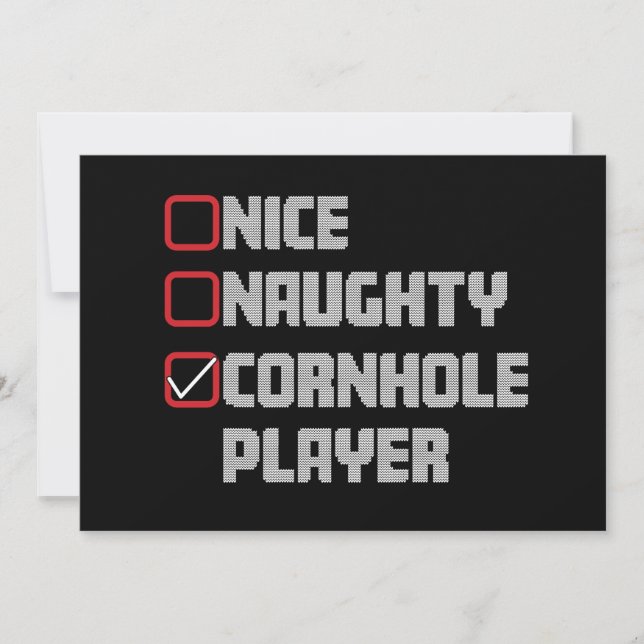 Nice Naughty Cornhole Player List Ugly Christmas Invitation (Front)