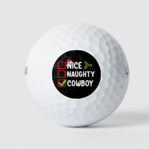 Nice Naughty Cowboy Christmas List Holiday Golf Balls