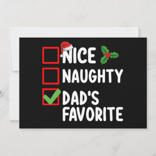 Nice Naughty Dad's Favorite Christmas List Family Invitation