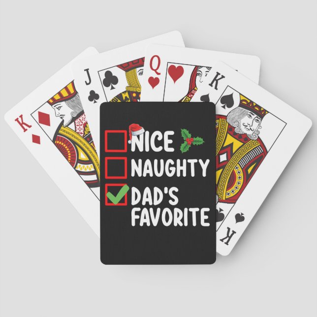 Nice Naughty Dad's Favorite Christmas List Family Poker Cards (Back)