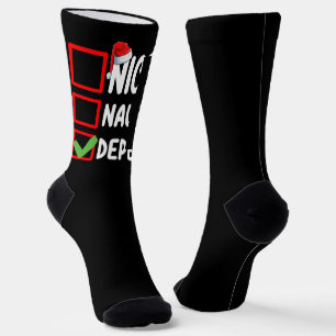 Nice Naughty Depends Christmas List Holiday Socks