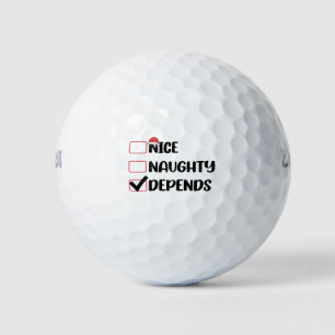 Nice Naughty Depends Santa Christmas List Golf Balls