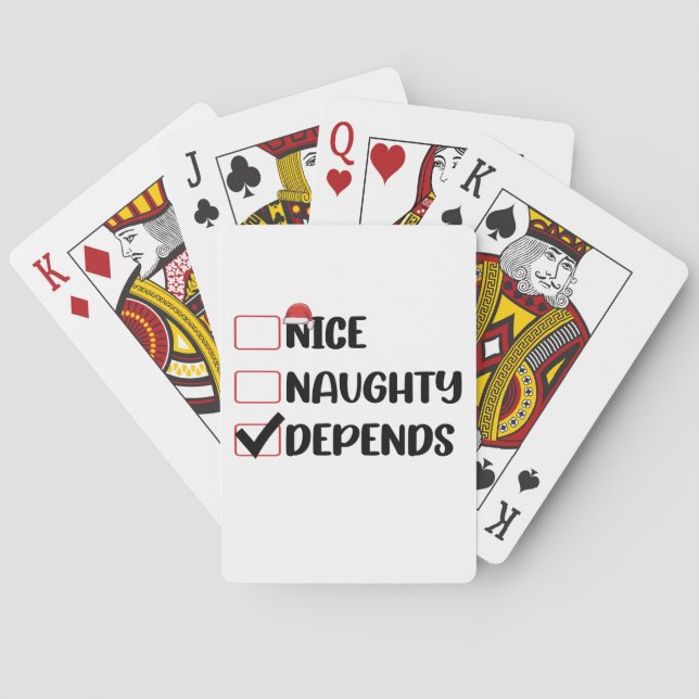 Nice Naughty Depends Santa Christmas List  Poker Cards (Back)