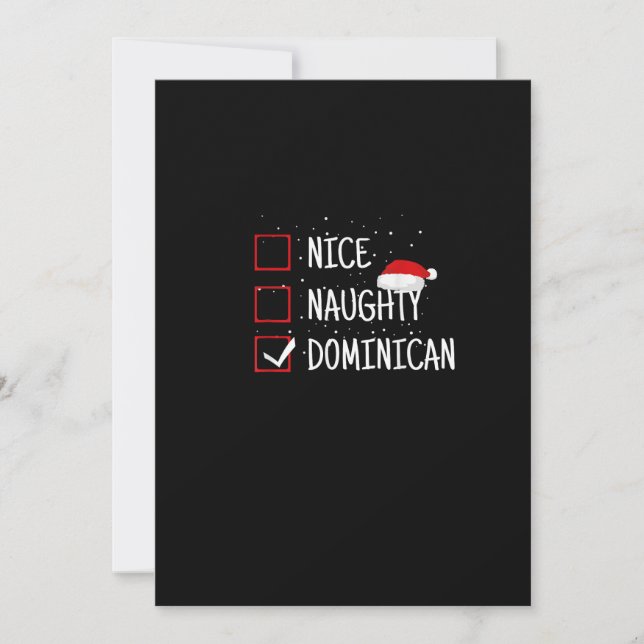 Nice Naughty Dominican Christmas List  Holiday Card (Front)
