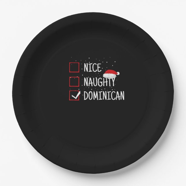 Nice Naughty Dominican Christmas List   Paper Plates (Front)