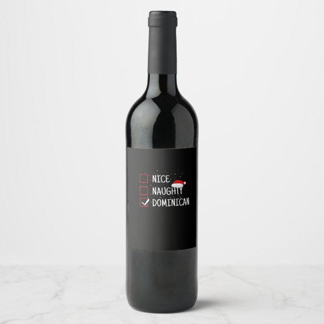 Nice Naughty Dominican Christmas List   Wine Label (Front)