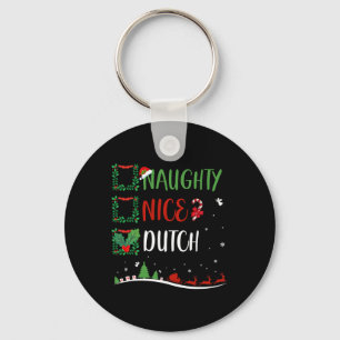 Nice Naughty Dutch Christmas Matching Santa Hat Keychain