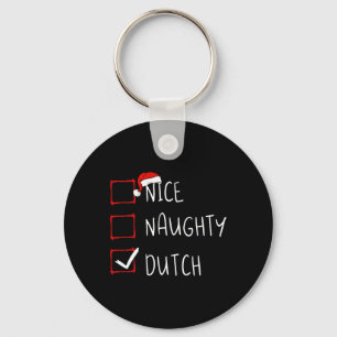 Nice Naughty Dutch Christmas Netherlands Heritage Keychain
