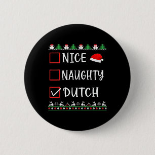 Nice Naughty Dutch Fun Ugly Christmas List Pajamas Button