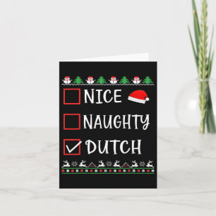 Nice Naughty Dutch Fun Ugly Christmas List Pajamas Card