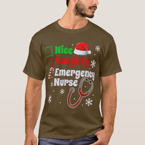 Nice Naughty Emergency Nurse Christmas ER Xmas T_Shirt