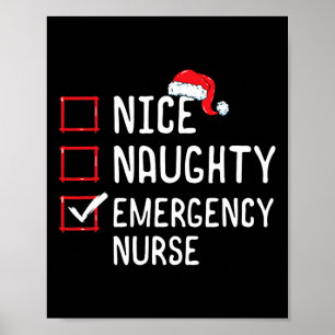 Nice Naughty Emergency Nurse Christmas List Er Xma Poster
