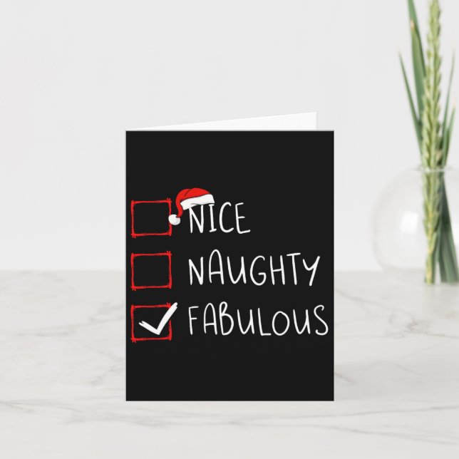 Nice Naughty Fabulous Christmas List Xmas Santa Cl Card (Front)