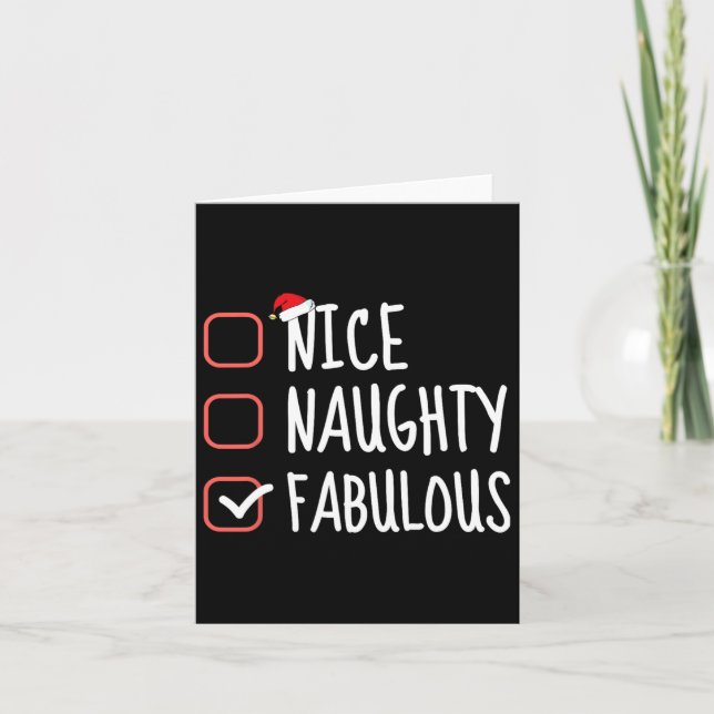 Nice Naughty Fabulous Funny Christmas List Santa C Card (Front)