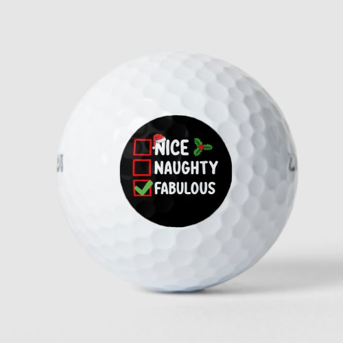 Nice Naughty Fabulous Funny Santa Christmas List H Golf Balls