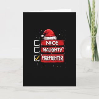 Nice Naughty Firefighter Christmas List Card