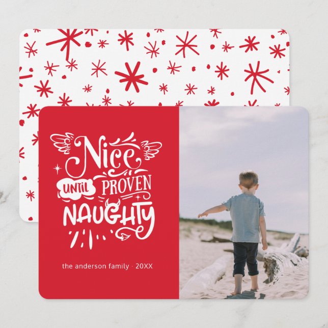 Nice,Naughty... Funny Christmas Holiday Photo Card (Front/Back)