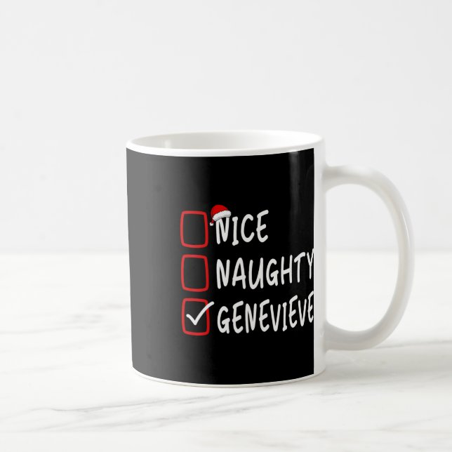 Nice Naughty Genevieve Personalized Name Christmas Coffee Mug (Right)