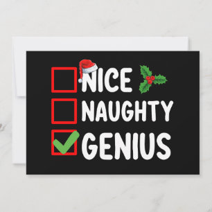 Nice Naughty Genius Christmas List Family Holiday Invitation