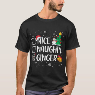 Nice Naughty Ginger Christmas Pajama Candy Cane T-Shirt