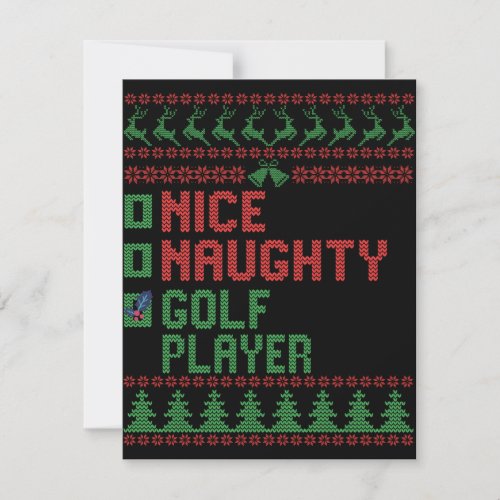 Nice Naughty Golf Player Funny Christmas Matching Note Card