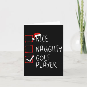 Nice Naughty Golf Player List Christmas Santa Clau Card