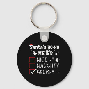 Nice Naughty Grumpy Christmas List Grumpy Santa Cl Keychain