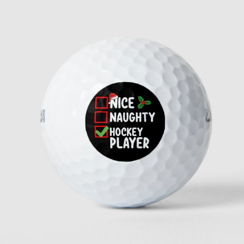 Nice Naughty Hockey Player Christmas List Santa Golf Balls