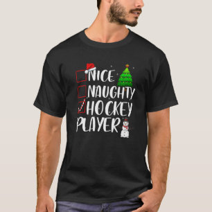 Nice Naughty Hockey Player Christmas Matching Top 