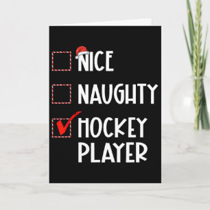 Nice Naughty Hockey Player List Christmas Santa Cl Card