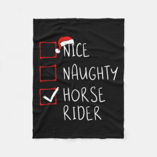 Nice Naughty Horse Rider List Christmas Santa Clau Fleece Blanket