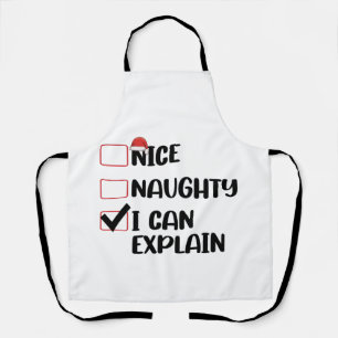Nice Naughty I Can Explain Christmas List Santa Apron