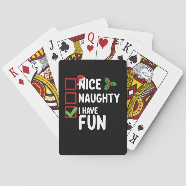 Nice Naughty I Have Fun Santa Christmas List Poker Cards (Back)
