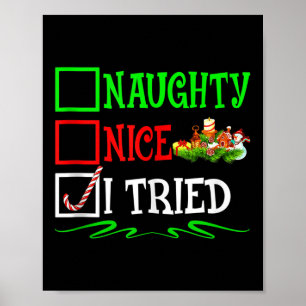 Nice Naughty I Tried Santa Christmas List Tank Top Poster