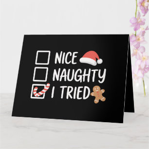 Nice Naughty I Tried Santa's Naughty List Funny Card