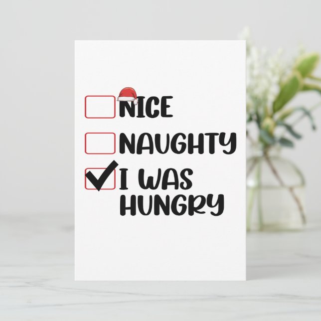 Nice Naughty I Was Hungry Christmas List Invitation (Standing Front)