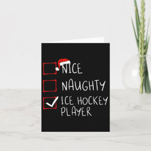 Nice Naughty Ice Hockey Player List Christmas Sant Card